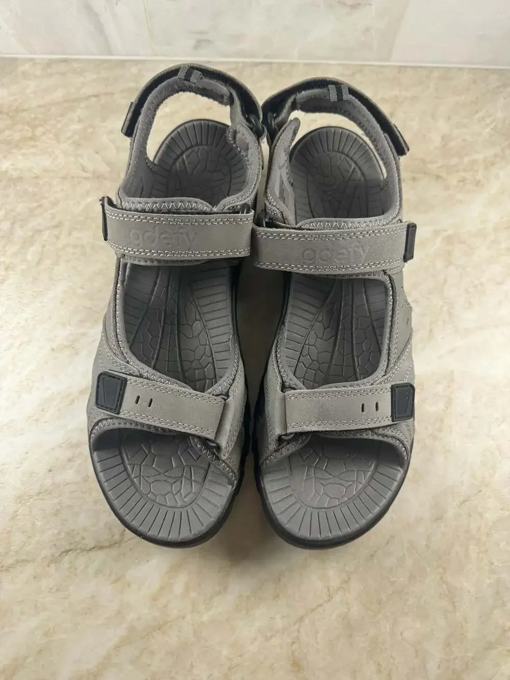 GDEFY VersoShock Hiking Sandals Mens 10 Gray Leather Comfort Outdoor Trail
